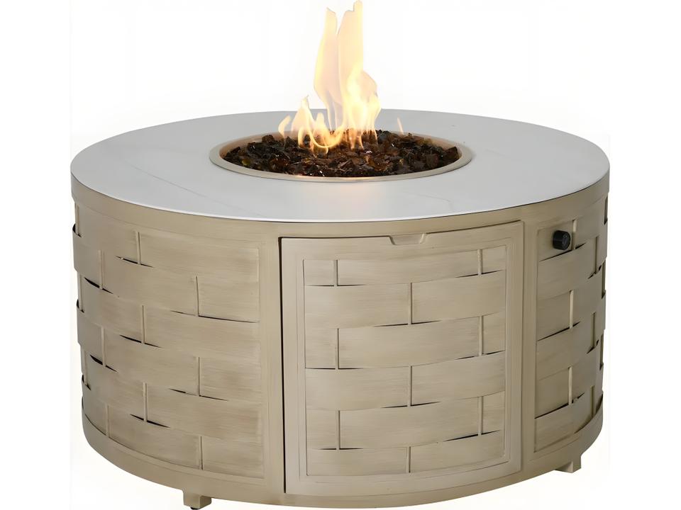 Biscayne 42-Inch Round Coffee Table with Firepit