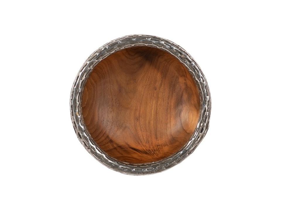 Teak Wood Bowl Wall Art with Metallurgy Edge