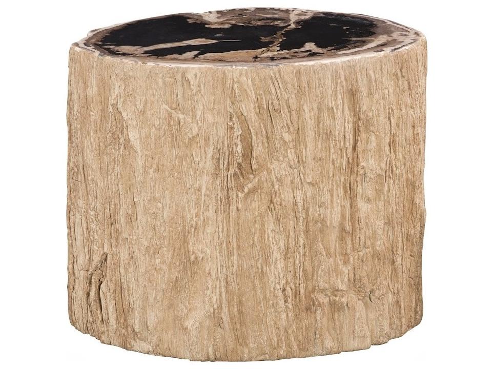 Chaka Petrified Accent Stool in Rough Cream Finish