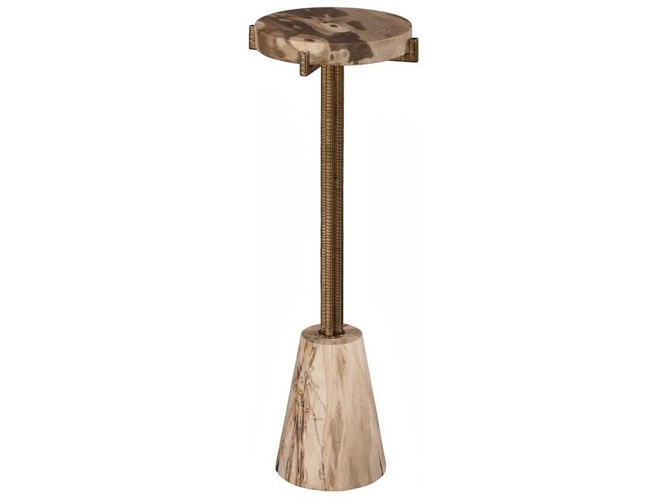 Erva Slim Base End Table with Petrified Wood Accent
