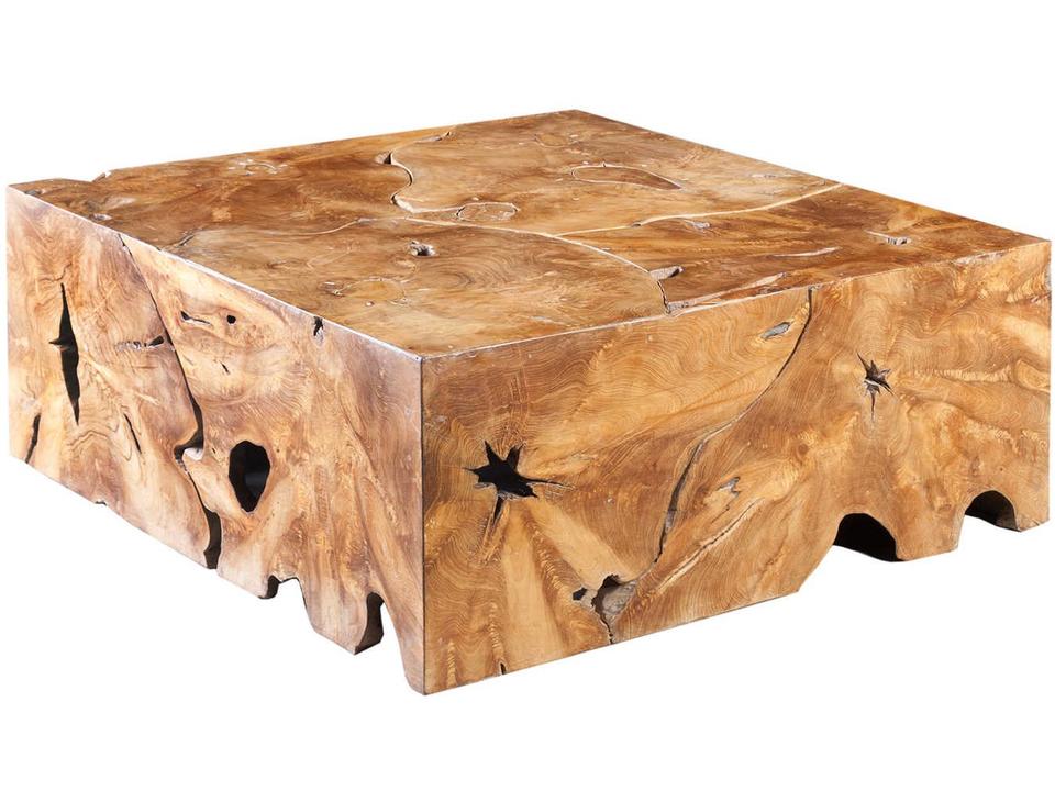 Teak Slice Square Coffee Table Natural Teak Wood