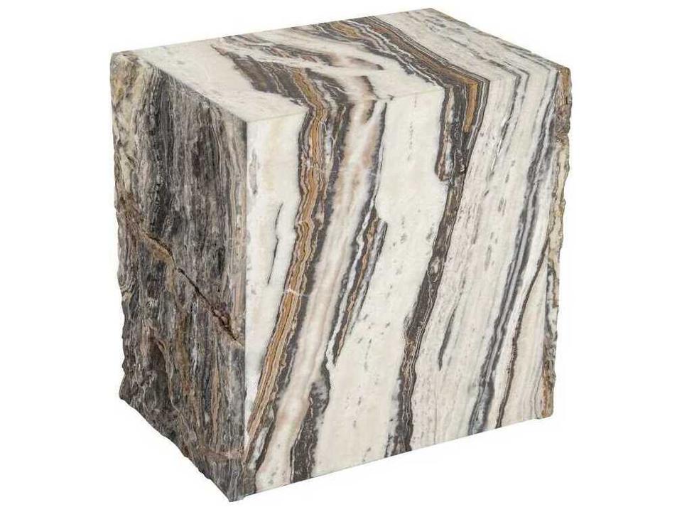 Elements Onyx Accent Stool in Natural Brown and Beige Stone
