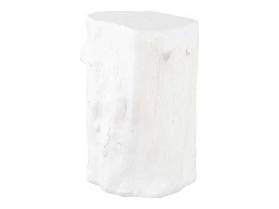 Log Small White Accent Stool in Gel Coat White Finish