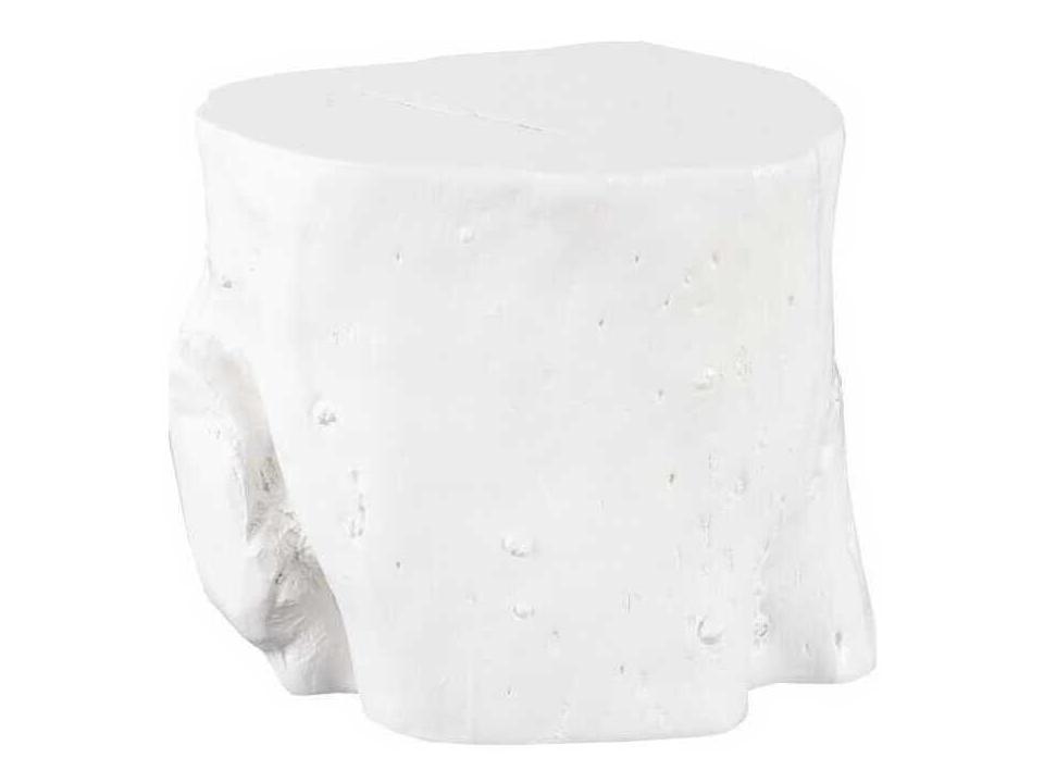 Log Accent Stool in Gel Coat White Resin Composite