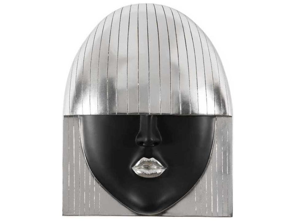 Fashion Faces Kiss Wall Art Black and Silver Leaf