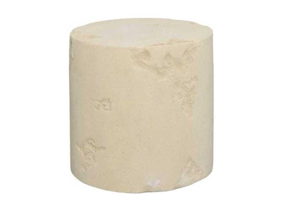 Cast Formation Round Resin Roman Stone Off White End Table