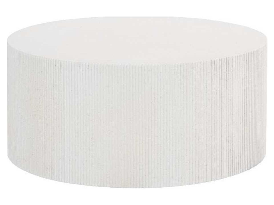 Groovy Round Resin and Crushed Stone Coffee Table in White Stone