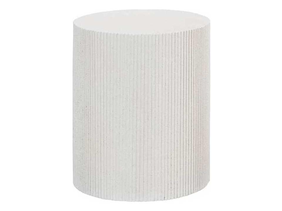Groovy Round Resin White Stone End Table