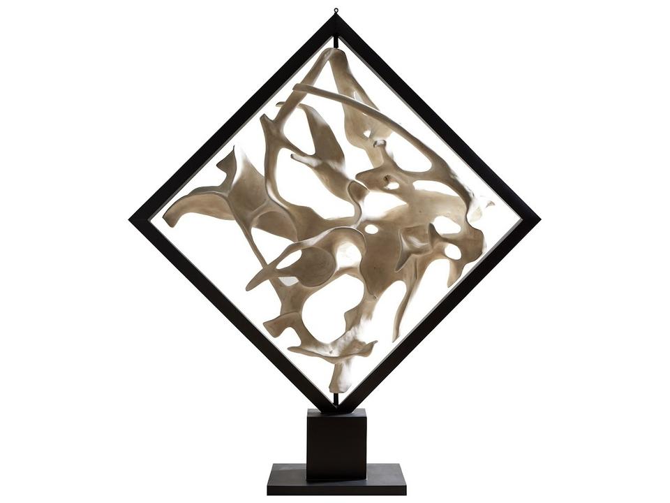 Cast Revolving Diamond Sculpture in Faux Bleached Finish