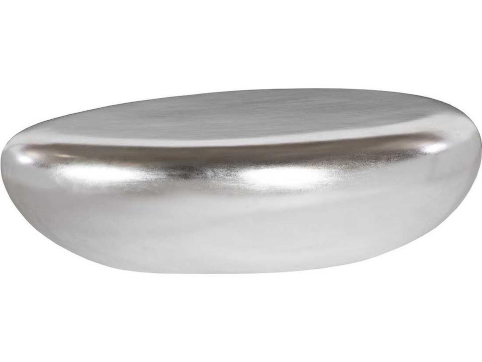 River Stone Oval Coffee Table Silver Leaf Finish
