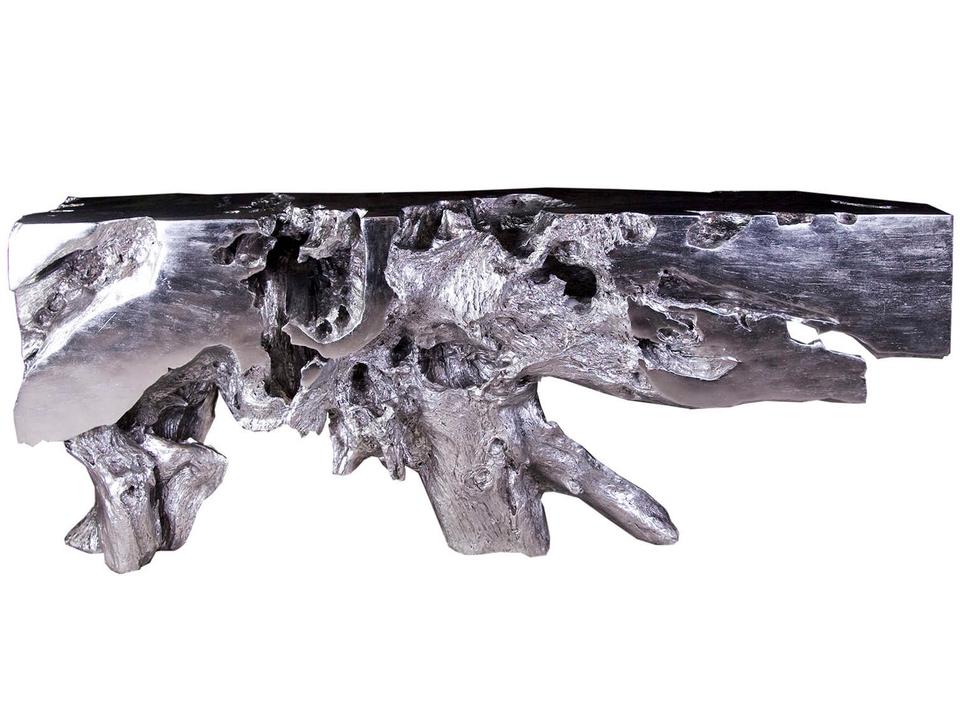 Cast Naturals Console Table in Silver Leaf