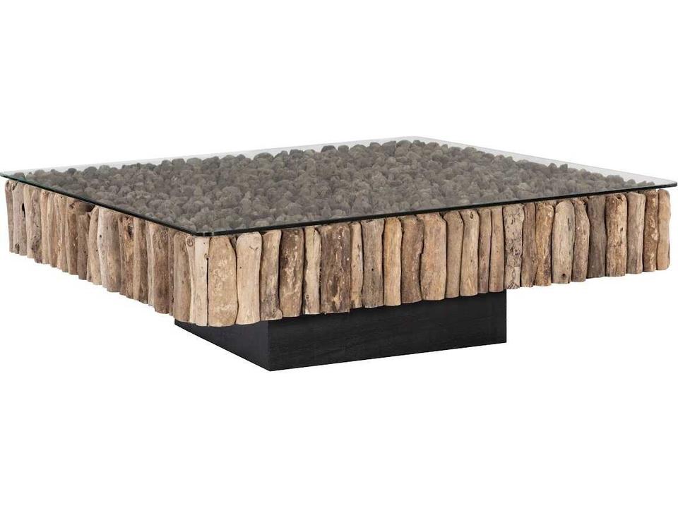 Square Glass Natural Coffee Table