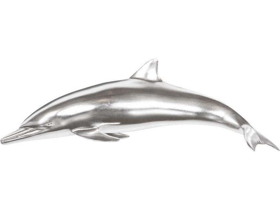 Silver Leaf Dolphin Wall Sculpture in Resin