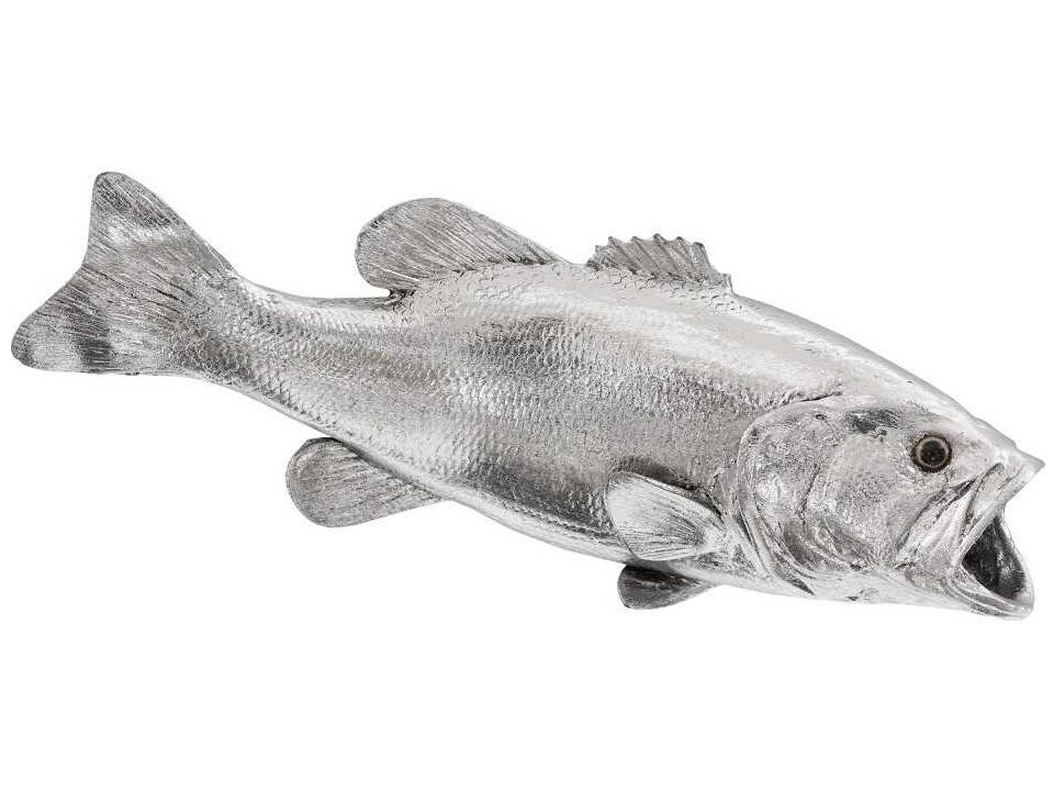 Largemouth Bass Fish 3D Wall Art in Silver Leaf Resin