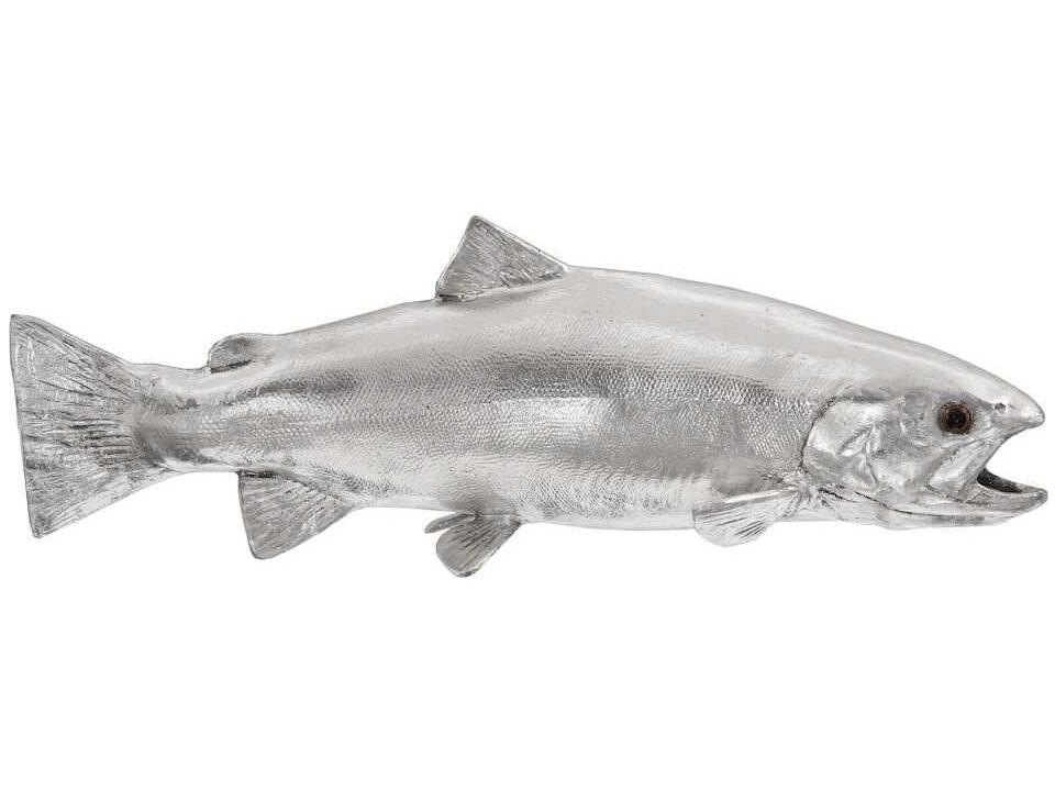 Rainbow Trout Fish Wall Sculpture Silver Leaf