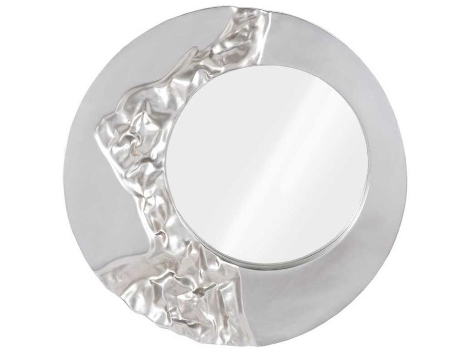 Mercury Round Wall Mirror in Silver Leaf