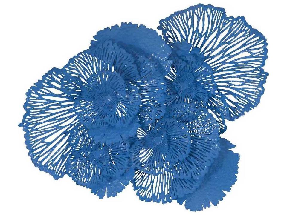 Flower Wall Art Large Blue Metal Modern Organic
