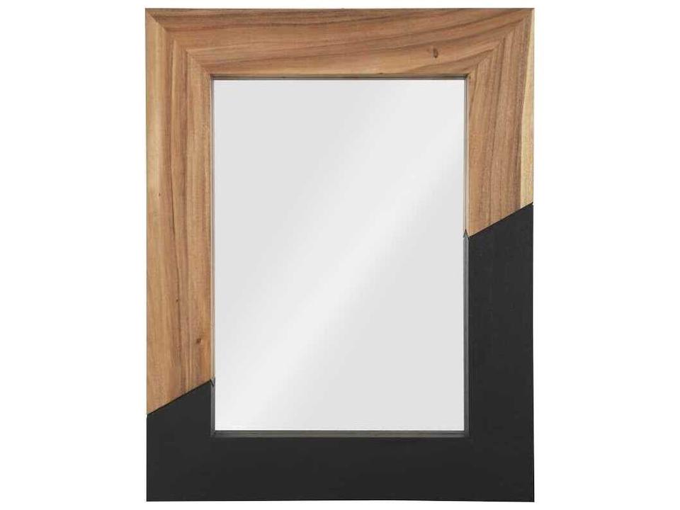 Geometry Wood Wall Mirror in Chamcha Wood Natural and Black
