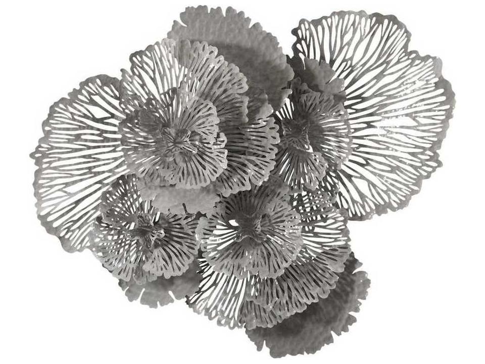 Large Gray Metal Flower Wall Art with Powder Coat Finish