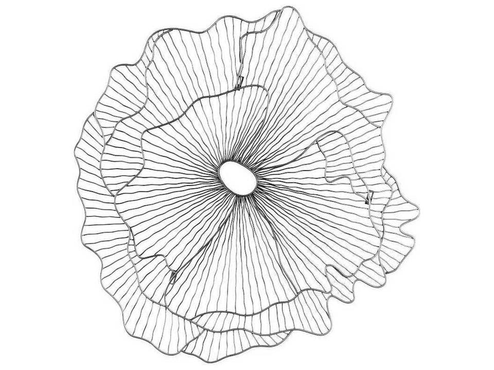 Poppy Flower Metal Wall Art in Antique Silver