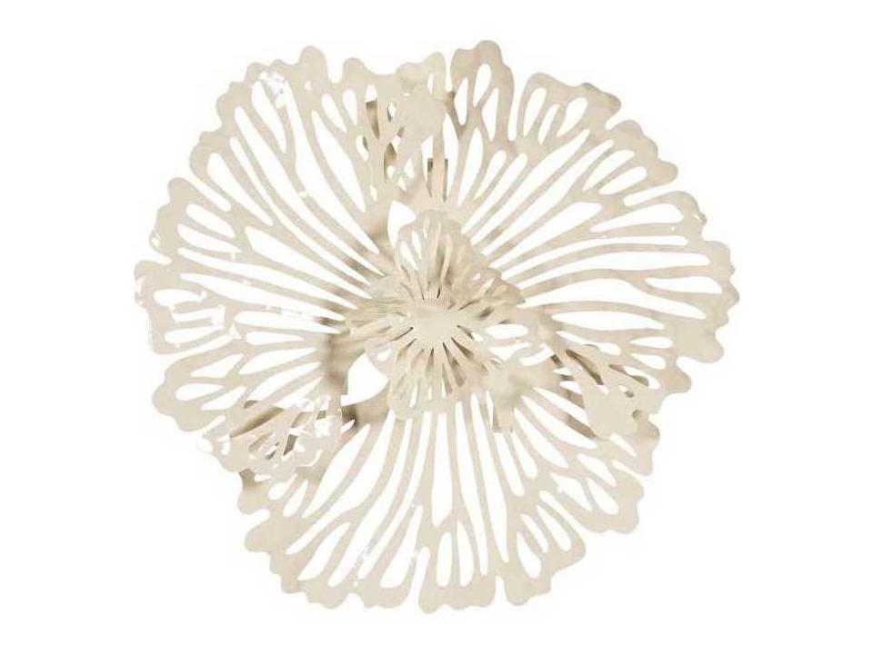 Flowers Extra Small Ivory Flower Metal Wall Art in Powder Coat