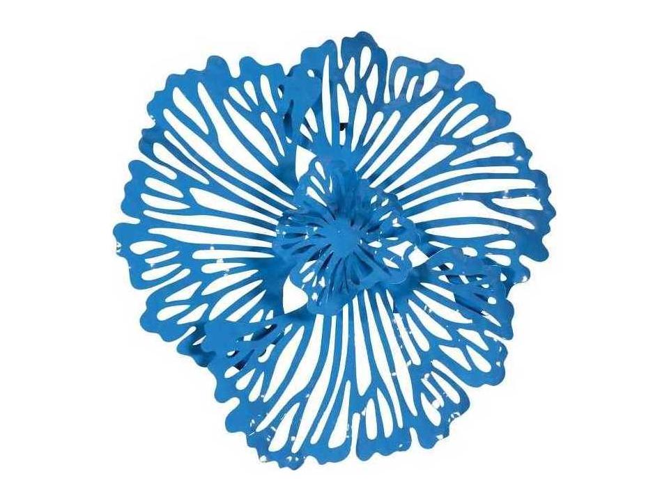 Extra Small Blue Flower Metal Wall Art with Powder Coated Finish