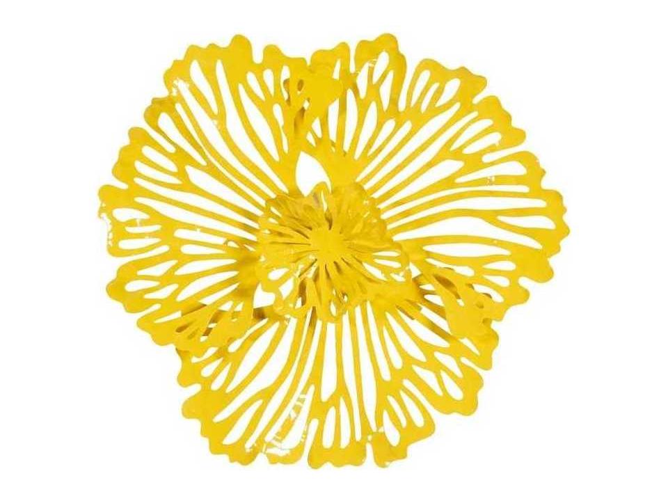 Extra Small Flower Wall Art Dandelion in Yellow Metal