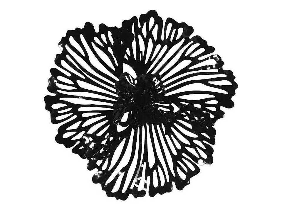 Flower Extra Small Metal Wall Art in Black Powder Coat