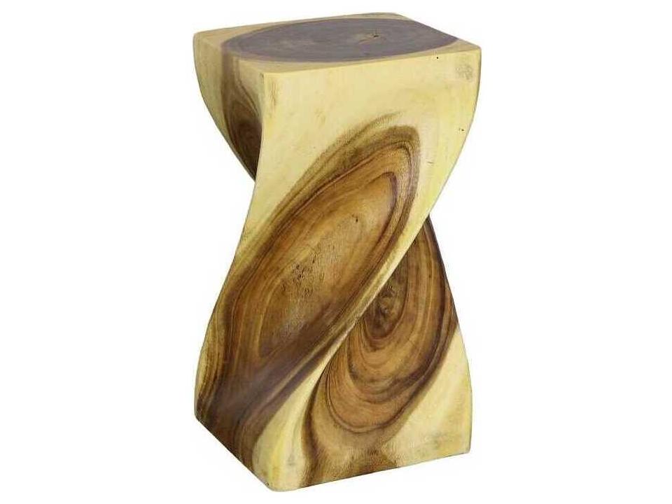 Origins Twist Square End Table in Natural Brown Chamcha Wood