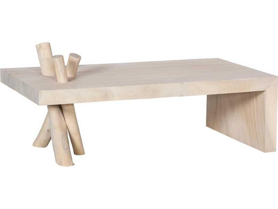 Branch Waterfall Rectangular Coffee Table in Bleached Chamcha Wood