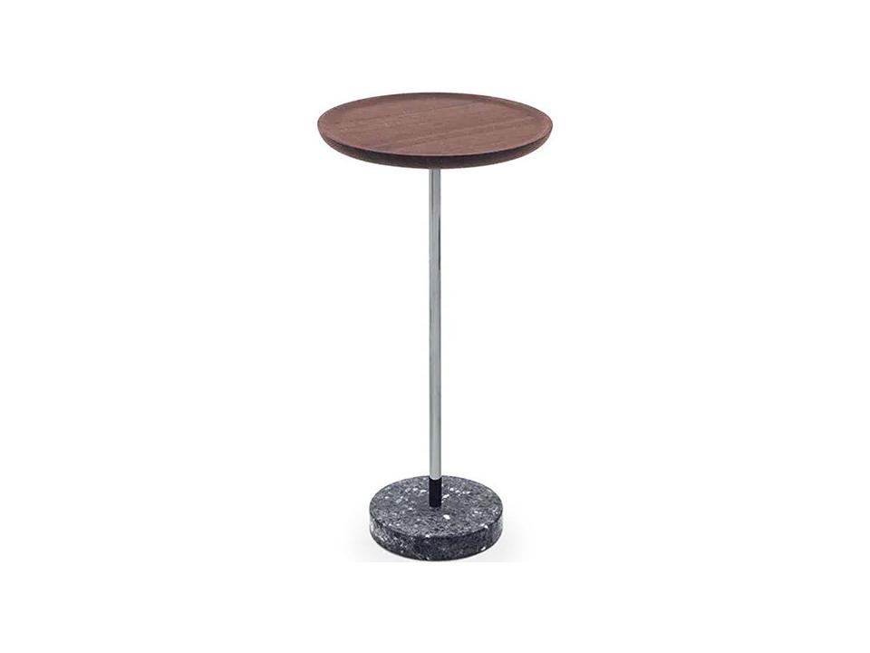 Contralto End Table with Burnt Oak Top and Black Terrazzo Base by CMP Design