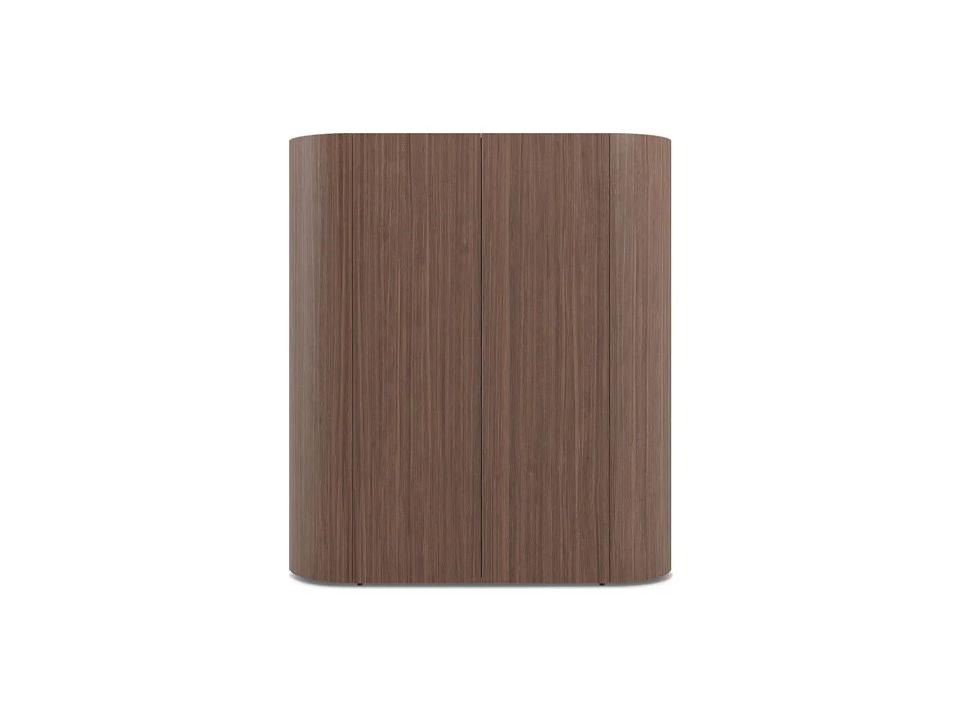 Dedalo Bar Sideboard 55 Inch in Walnut and Matt Titanium by Luciano Marson
