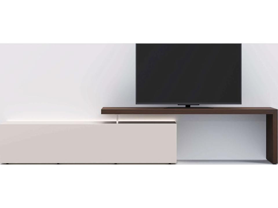 Domoino 111 Inch Oak Wood Media Console in Burnt Beige with Folding System