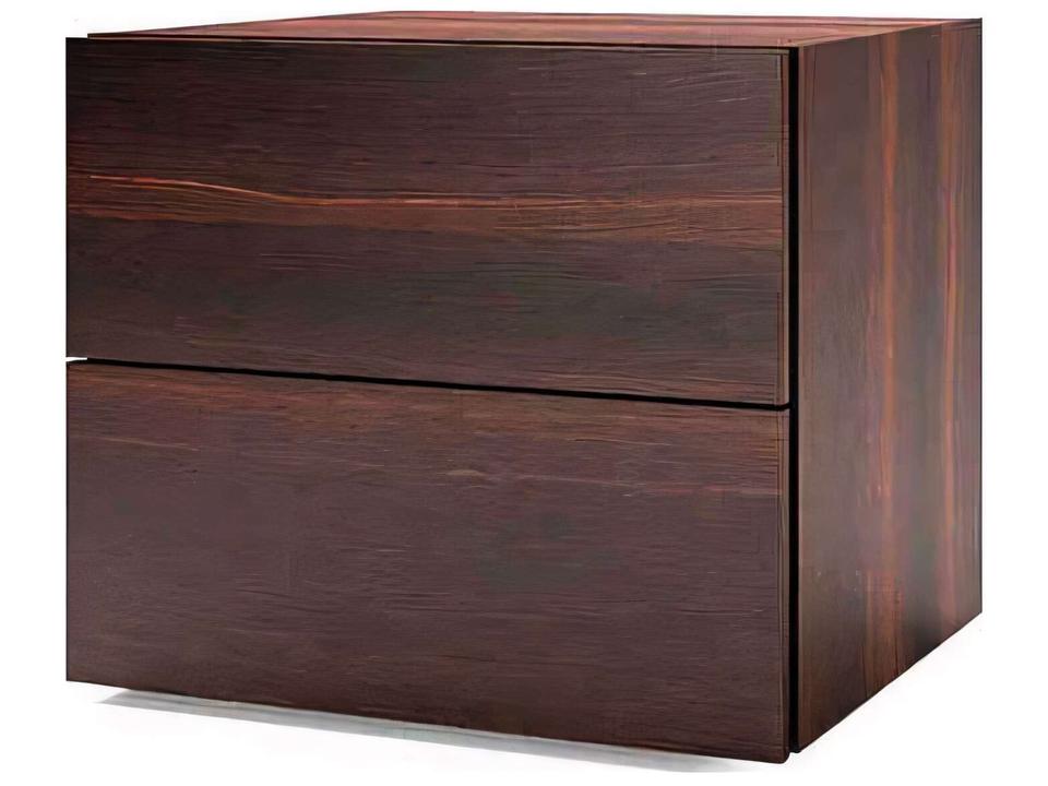 People 2-Drawer Nightstand in Brown Oak and Handle-Less Wood