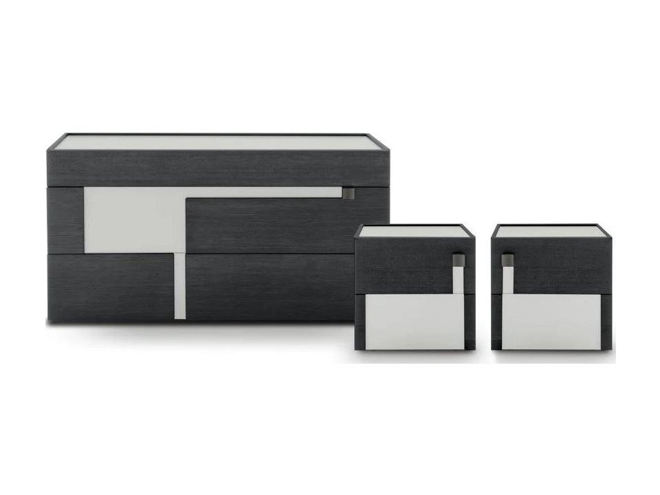 Logos 3-Drawer Dresser in Dark Grey Ash and Roccia Grey with Titanium Knob