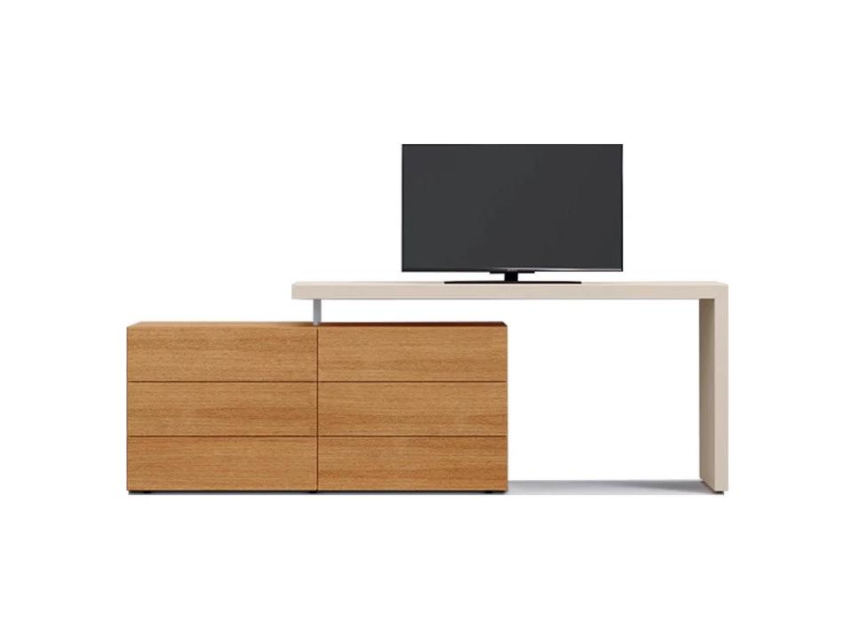 People Domino Desk Dresser 87" Natural Ash/Seta Beige Seta Matt Lacquer