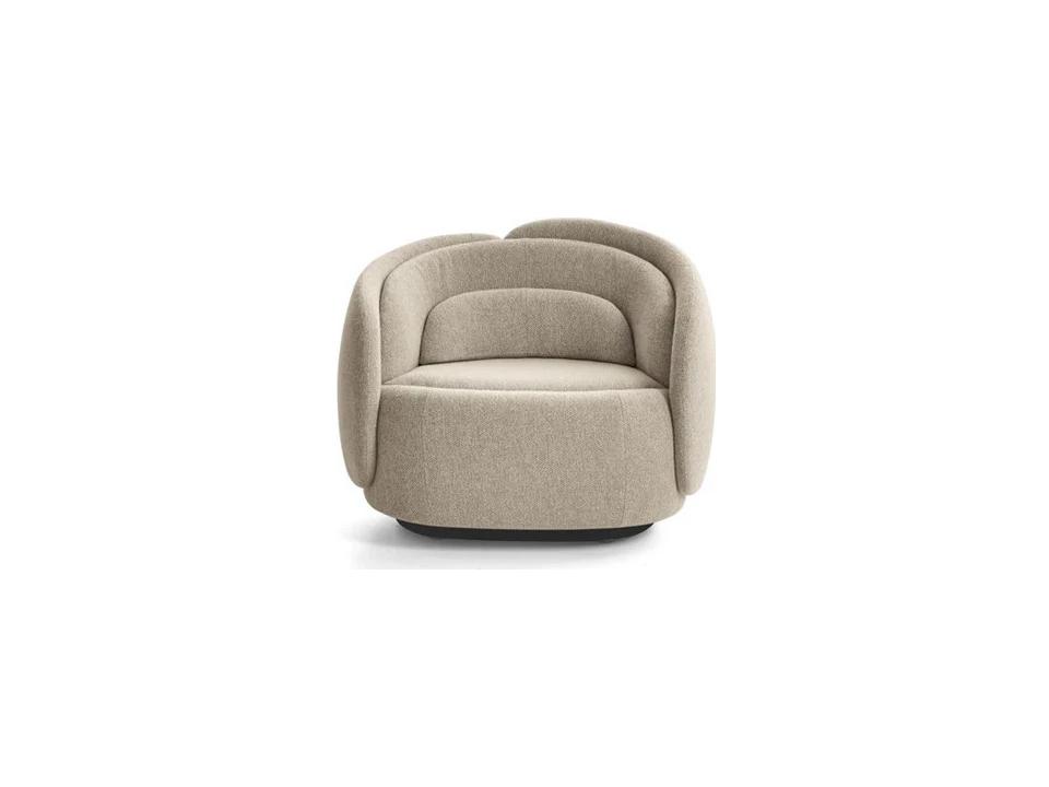 Peonia Swivel Armchair in Beige Zea Fabric by Cristina Celestino