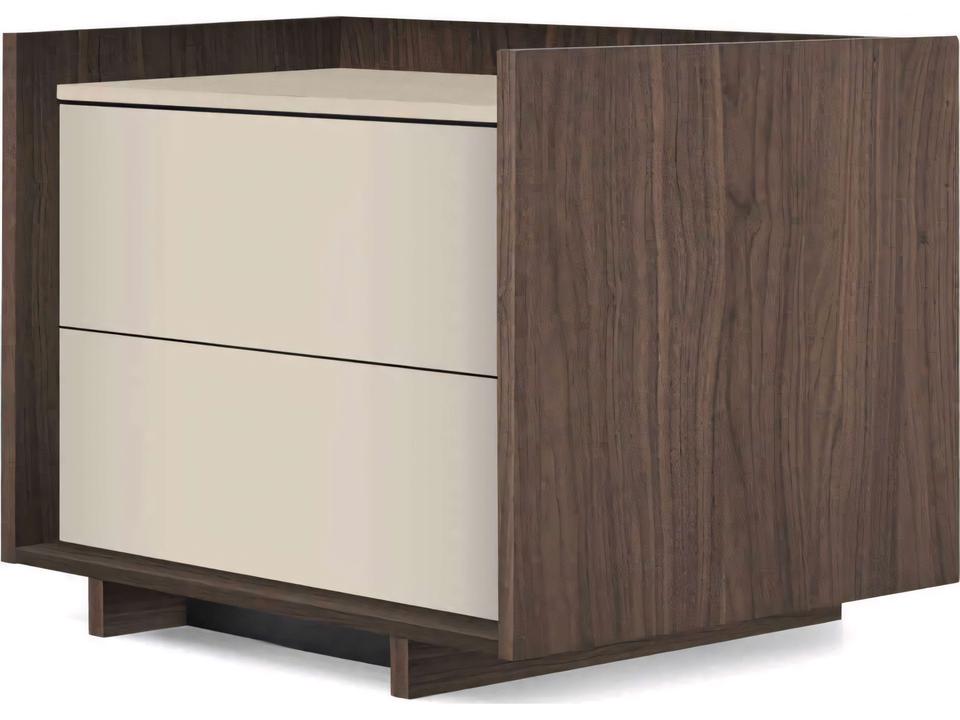 Kyoto 2-Drawer Nightstand in Walnut and Beige