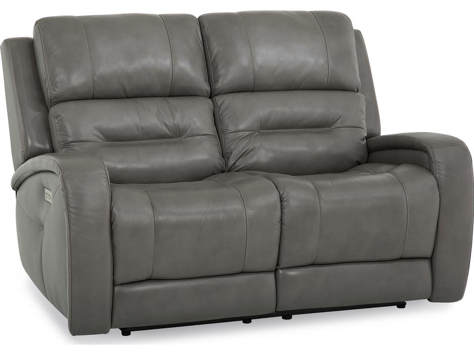 Washington Power Reclining Leather Loveseat with Headrest and Lumbar Support