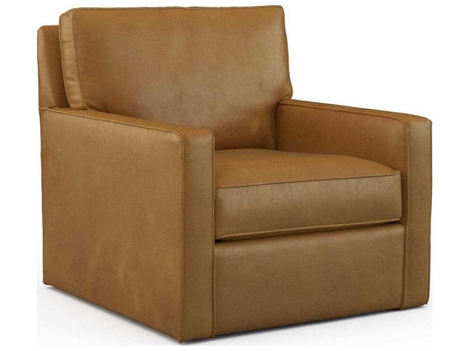 Ramsey Swivel Glider Leather Accent Chair in a Clean Contemporary Style