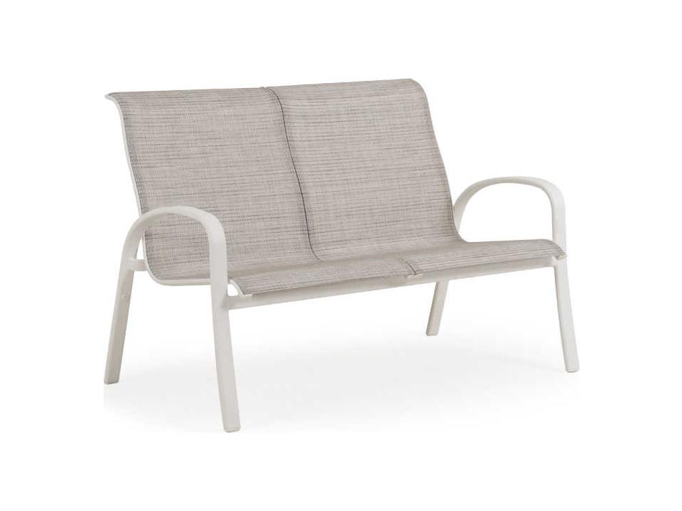 Sandoval Outdoor Sling Loveseat in Aluminum with Armrests