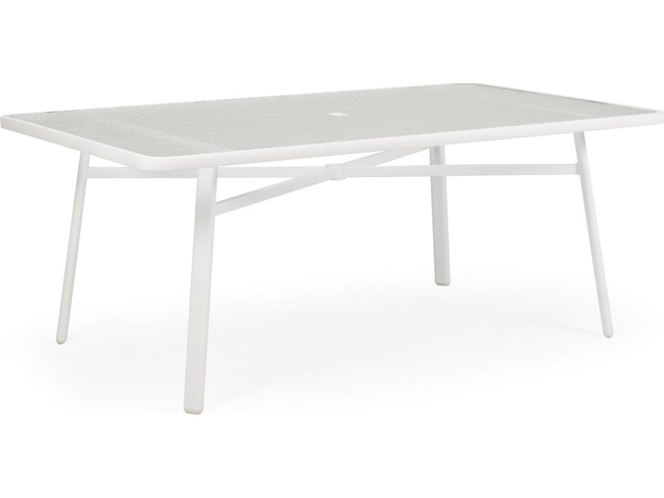Sandoval 75-Inch Rectangle Outdoor Dining Table Base in Textured White Aluminum