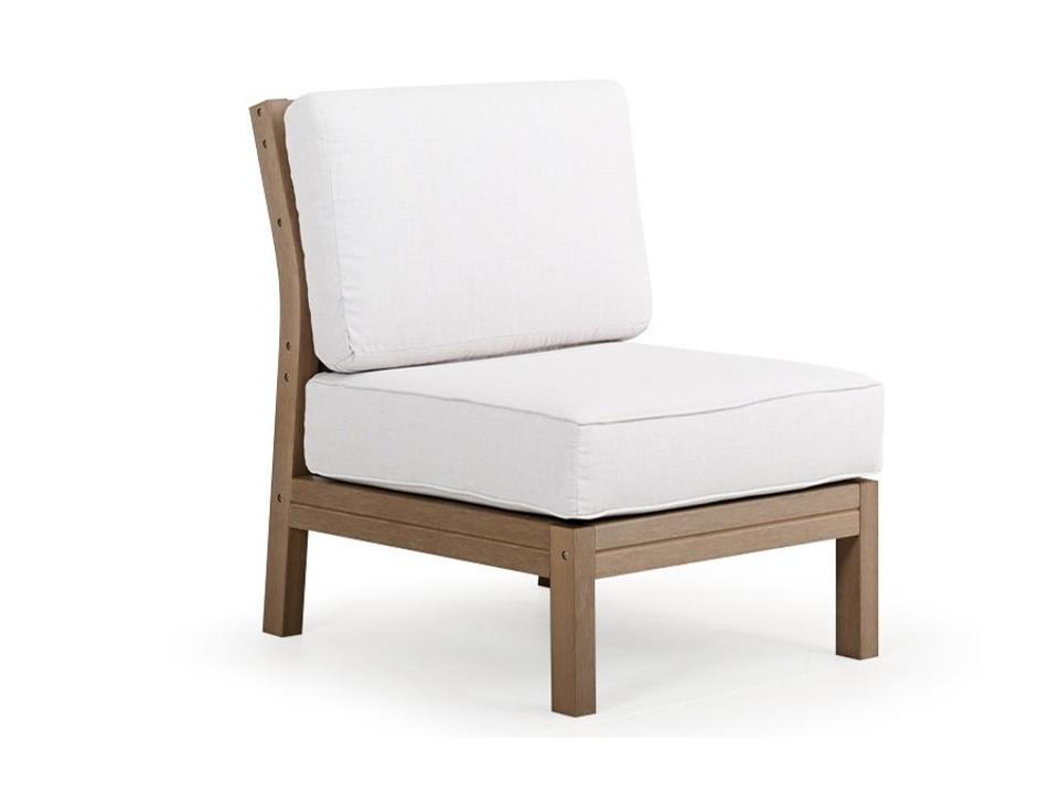 Miramar Faux Wood Outdoor Lounge Chair with Cushions in Vintage Walnut