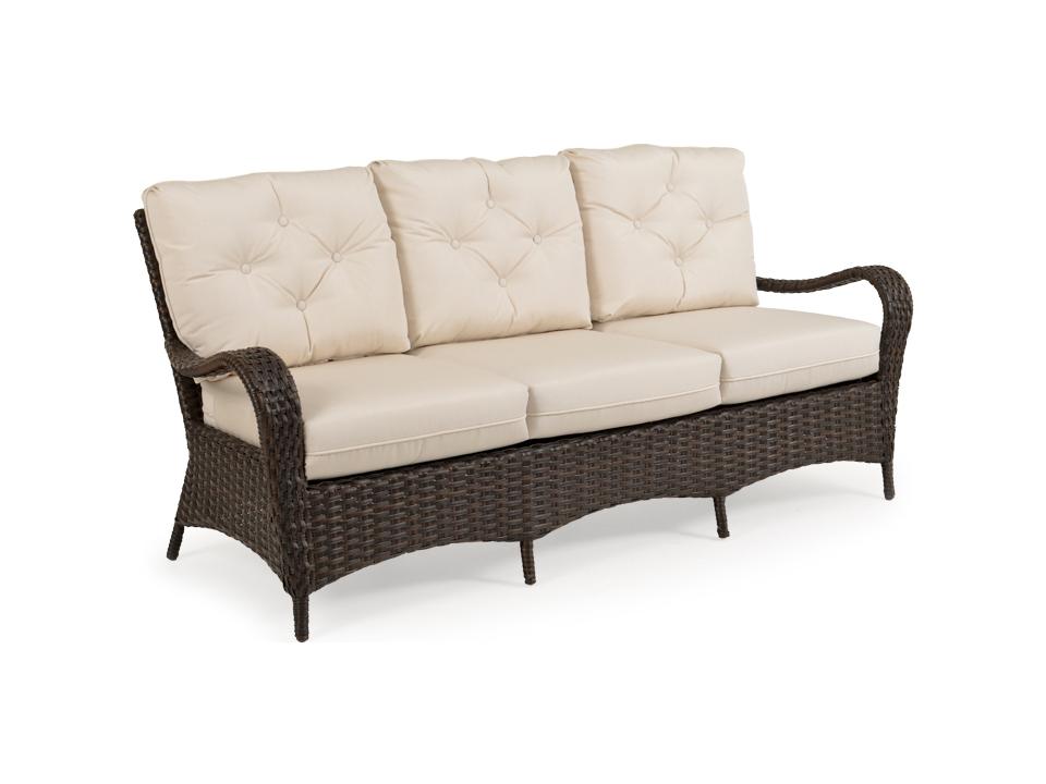 Alexandria 3-Seat Outdoor Wicker Sofa in Tortoise Shell