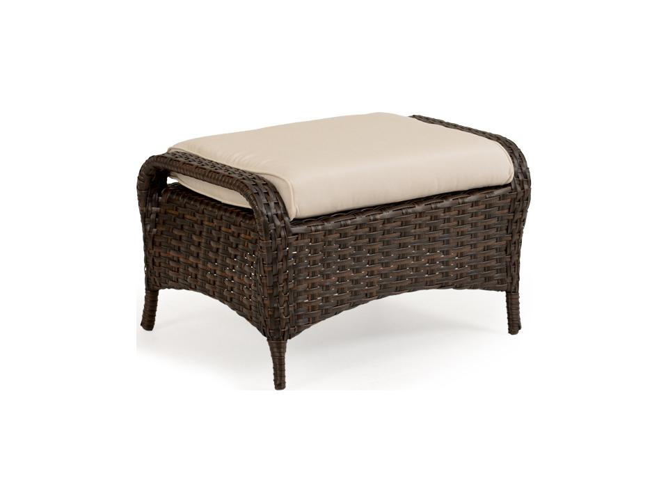 Alexandria Outdoor Wicker Ottoman with Cushion