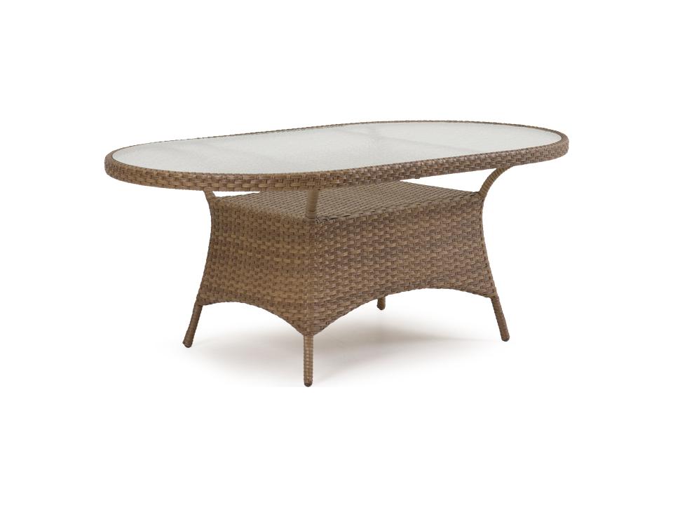 Alexandria 70-Inch Oval Wicker Outdoor Dining Table in Oyster Grey