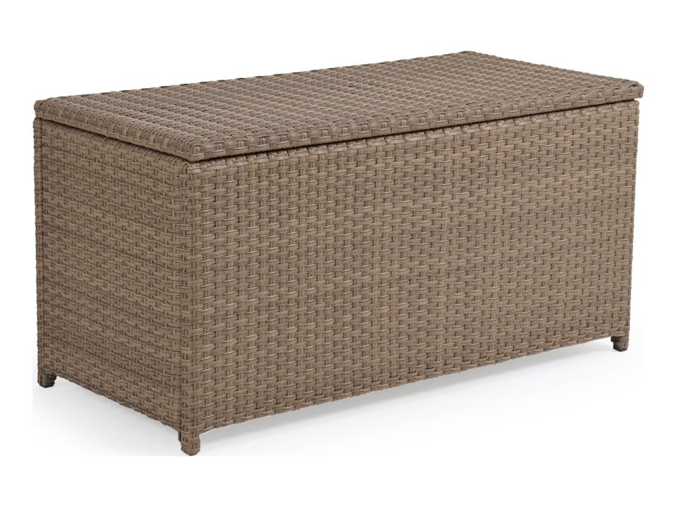 Alexandria Wicker Outdoor Storage Trunk in Oyster Grey
