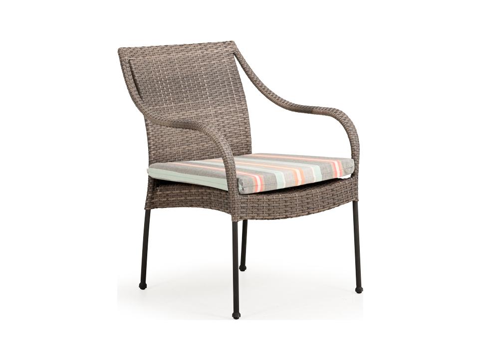 Augusta Wicker Outdoor Dining Arm Chair in Brown