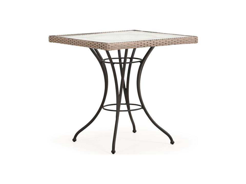 Augusta Wicker Square Glass Top Bistro Table