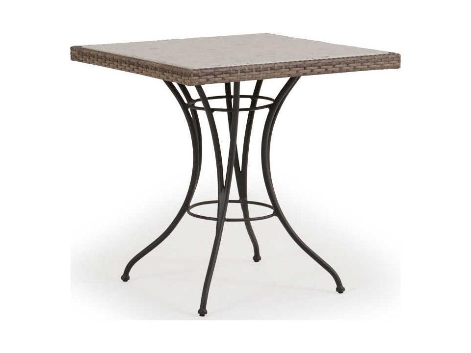 Augusta Wicker 28-Inch Square Stone Top Bistro Table